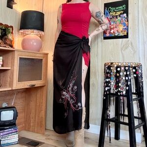Vintage Sheer Black Butterfly Wrap Scarf Skirt/Top/Dress 2000s